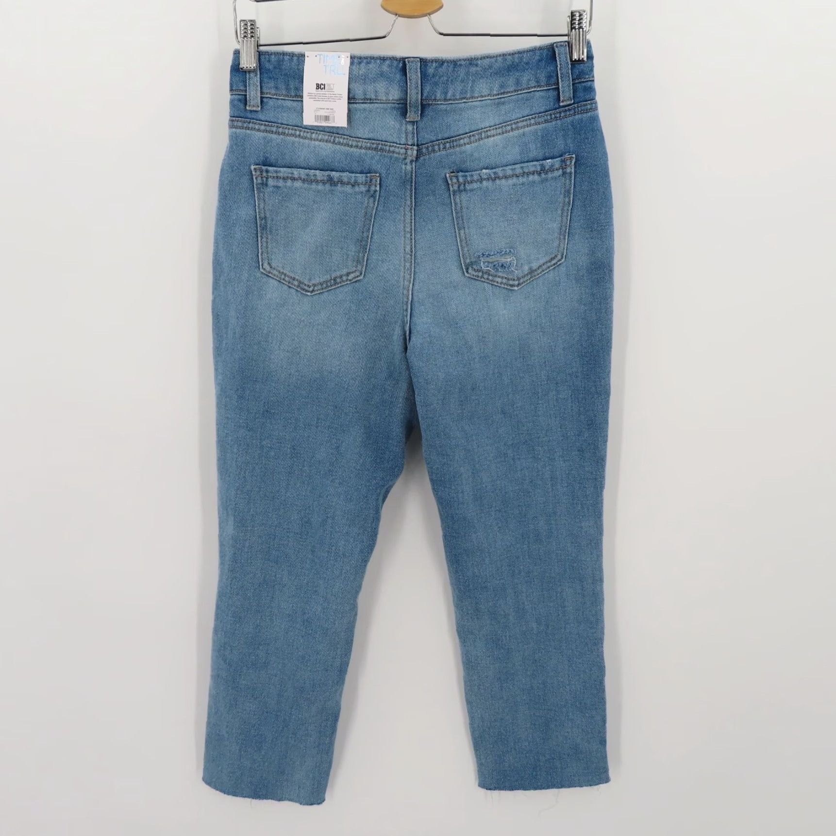 Vintage Time and Tru Jeans Women 6 High Rise Distressed Raw Hem Whiskered Blue Denim NEW Size 28" / US 6 / IT 42 - 6 Thumbnail