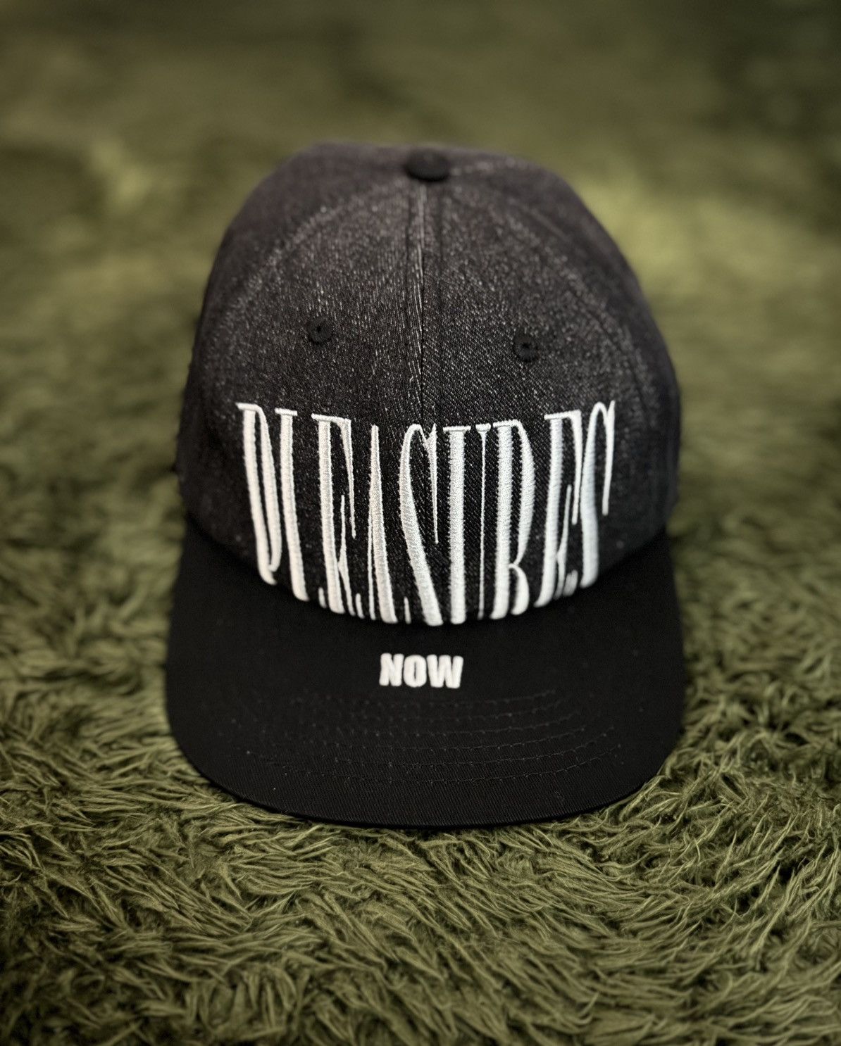 Pleasures Pleasures embroidery now logo stretch 6 Panel denim cap Size ONE SIZE - 1 Thumbnail