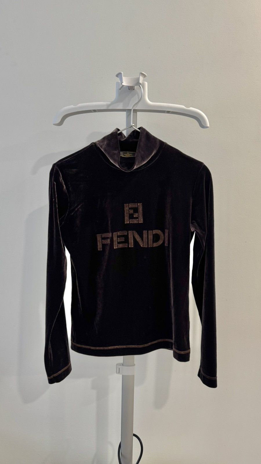 Fendi Vintage Fendi Velvet Turtleneck Size S / US 4 / IT 40 - 1 Thumbnail