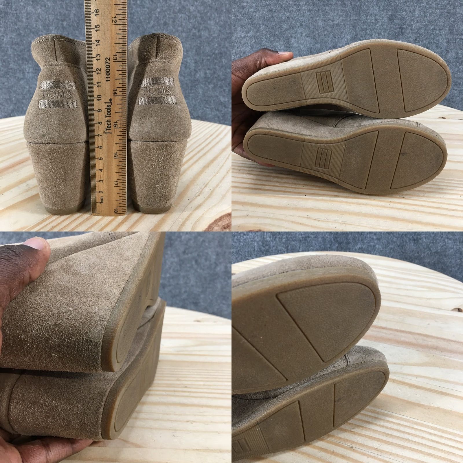 Toms TOMS Boots Womens 7.5 Ankle Booties Desert Wedge Brown Suede Leather Lace Up Bootie Size US 8 / IT 38 - 8 Thumbnail