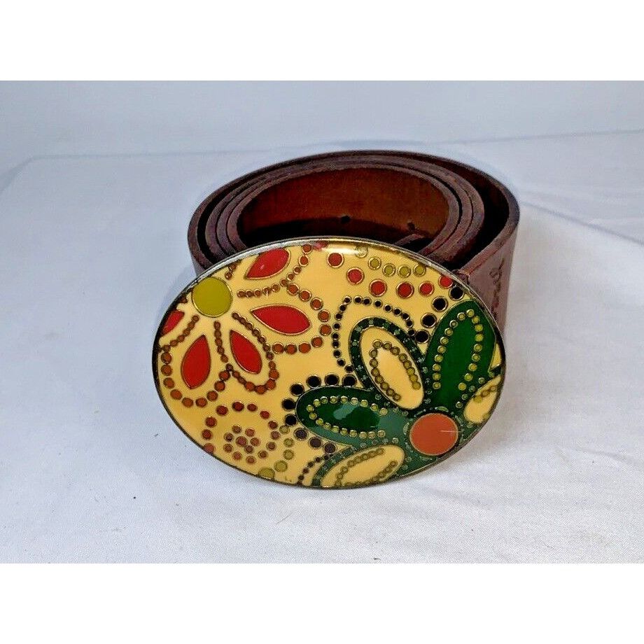 Fossil Fossil Women’s Vintage Brown Belt with Groovy Whimsical Buck Size ONE SIZE - 2 Thumbnail