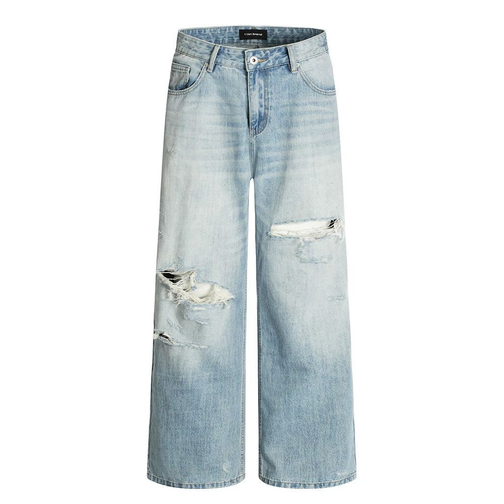 Vintage Men's retro punk street ripped washed gradient jeans Size US 32 / EU 48 - 1 Thumbnail