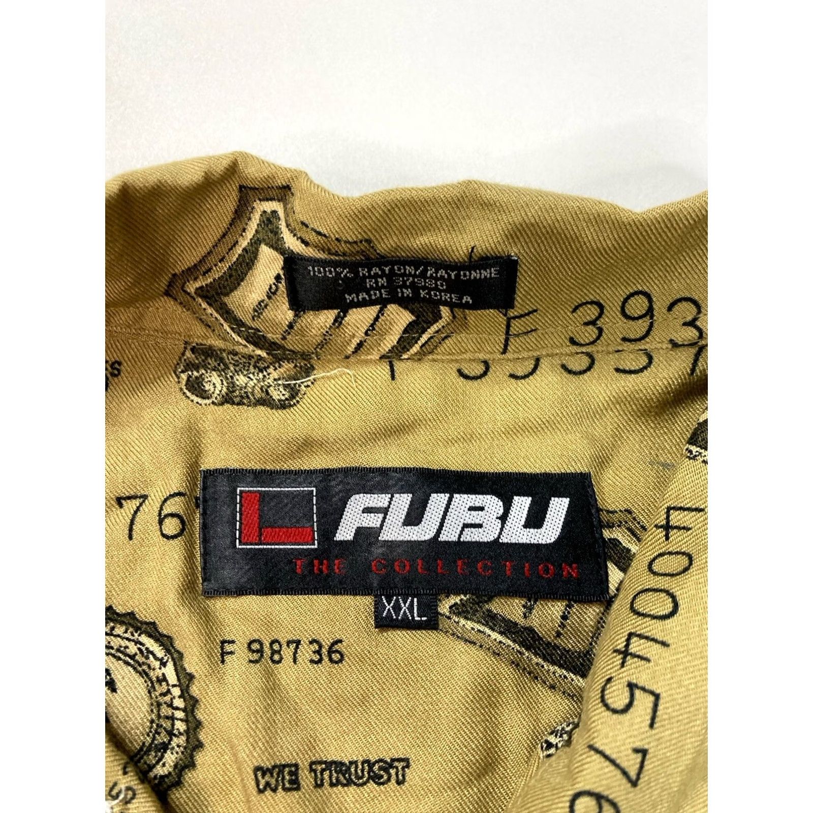 Fubu VINTAGE FUBU Shirt Men XXL Beige Short Sleeve AOP Money 90s City Hip Hop Button-Up Pockets Size US XXL / EU 58 / 5 - 5 Thumbnail