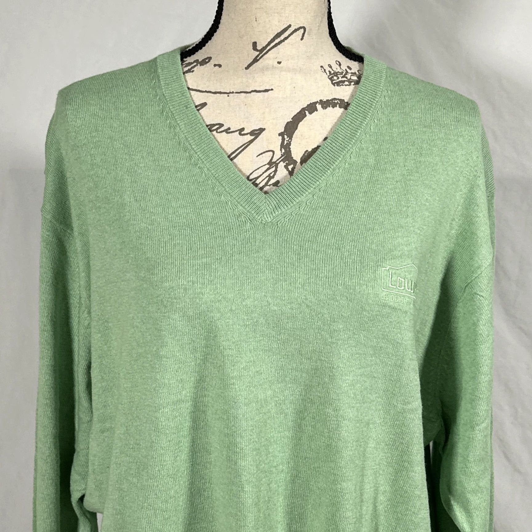 Peter Millar PETER MILLAR Sweater Mens Large Mint Green V-Neck Cotton Cashmere Pullover MS13S10 Size US L / EU 52-54 / 3 - 2 Thumbnail