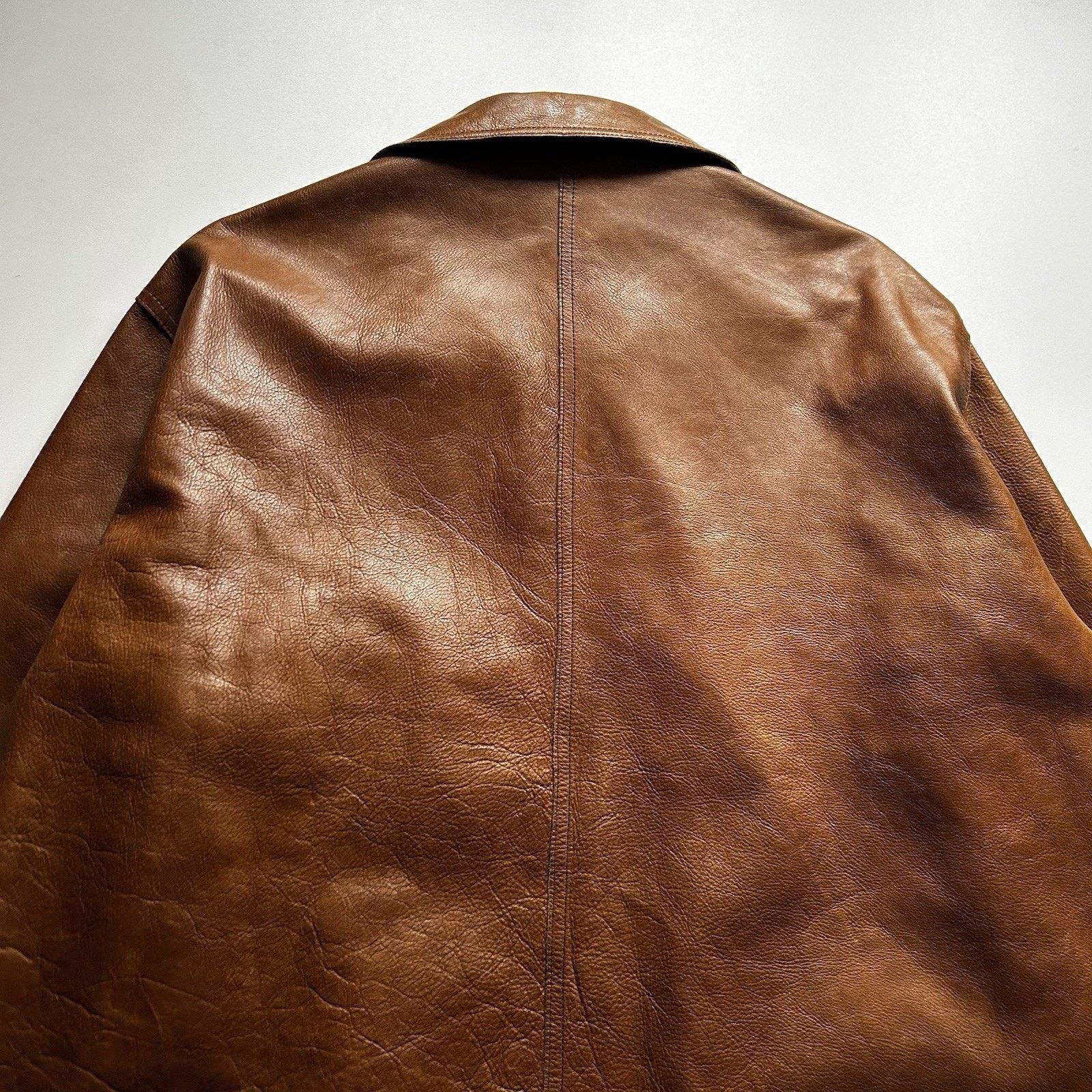Gap × Vintage Vintage 90s Gap Cow Leather Jacket Large Brown Zip Bomber Size US L / EU 52-54 / 3 - 6 Thumbnail