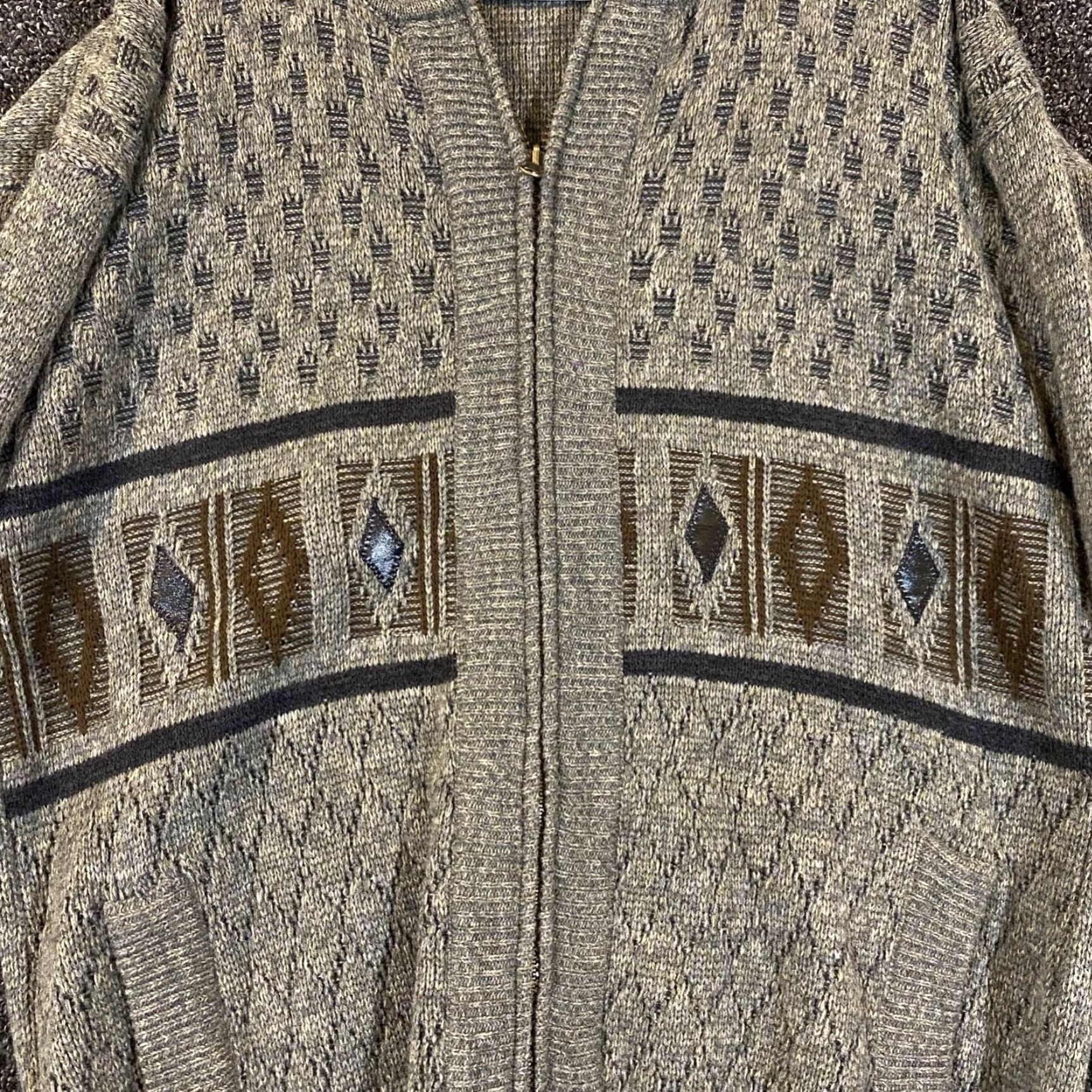 Vintage TEJIDOS Sweater Mens L/XL Gray Brown Wool Blend Liliana Full Zip Long Sleeve Size US L / EU 52-54 / 3 - 7 Thumbnail