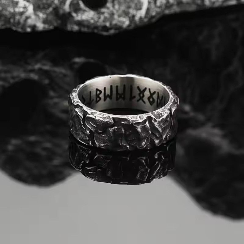 Japanese Brand Round Rock Ring Viking Rune ( siz3 7-13 ) Size ONE SIZE - 1 Thumbnail