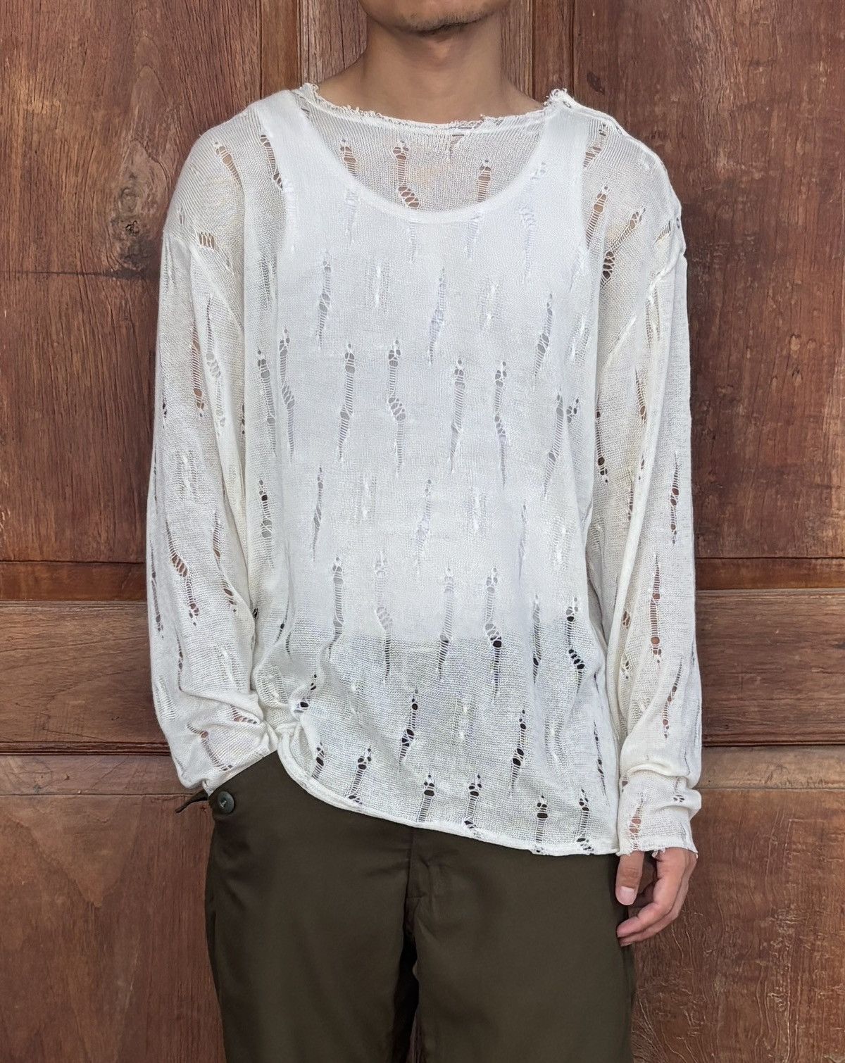 Yohji Yamamoto FREE TAX! Distressed Knitted Sweater Size US M / EU 48-50 / 2 - 13 Thumbnail