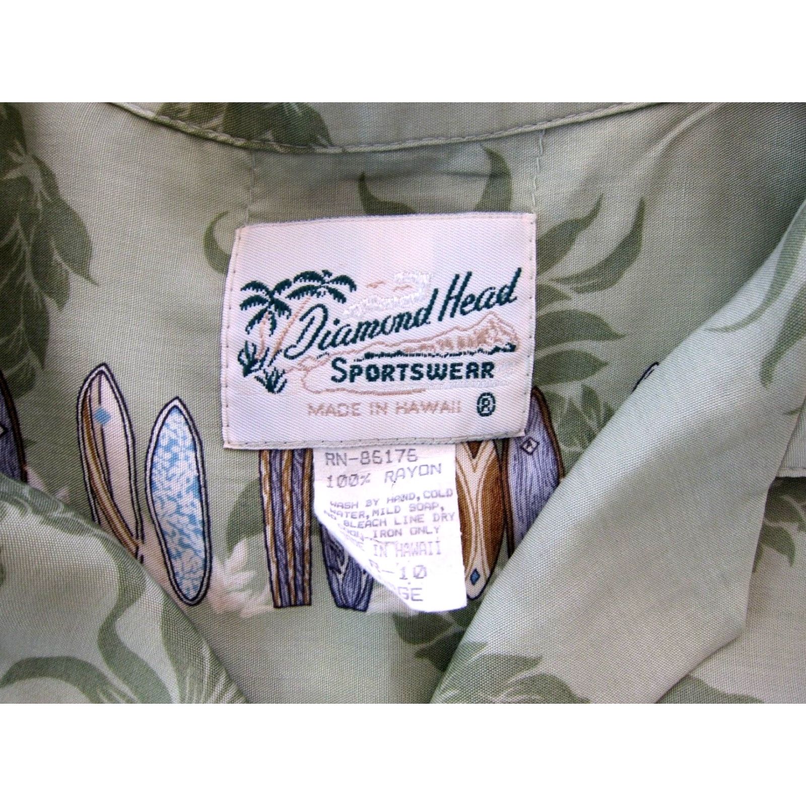 Vintage VTG Diamond Head Rayon Green Floral Surf Hawaiian Shirt Men L Size US L / EU 52-54 / 3 - 4 Thumbnail