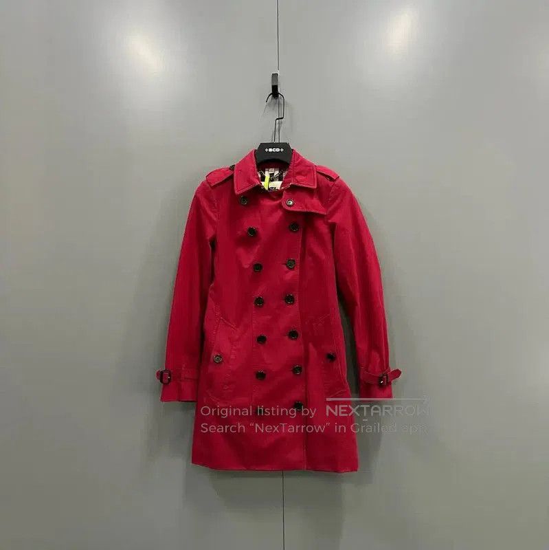 Burberry Burberry Red Cotton Mid-Length Women's Trench Coat. Size XXS / US 00 / IT 34 - 1 Thumbnail