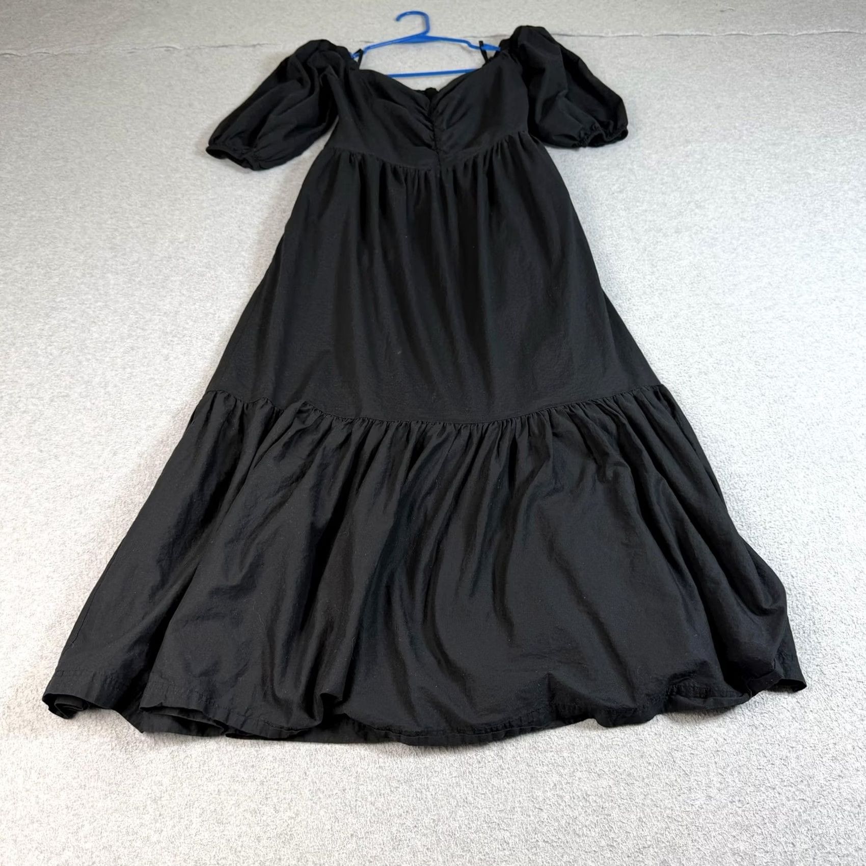 Citizen Modern Citizen Dress Womens Medium Black Cotton Puff Sleeve Ruffle Tiered Midi Size M / US 6-8 / IT 42-44 - 2 Thumbnail