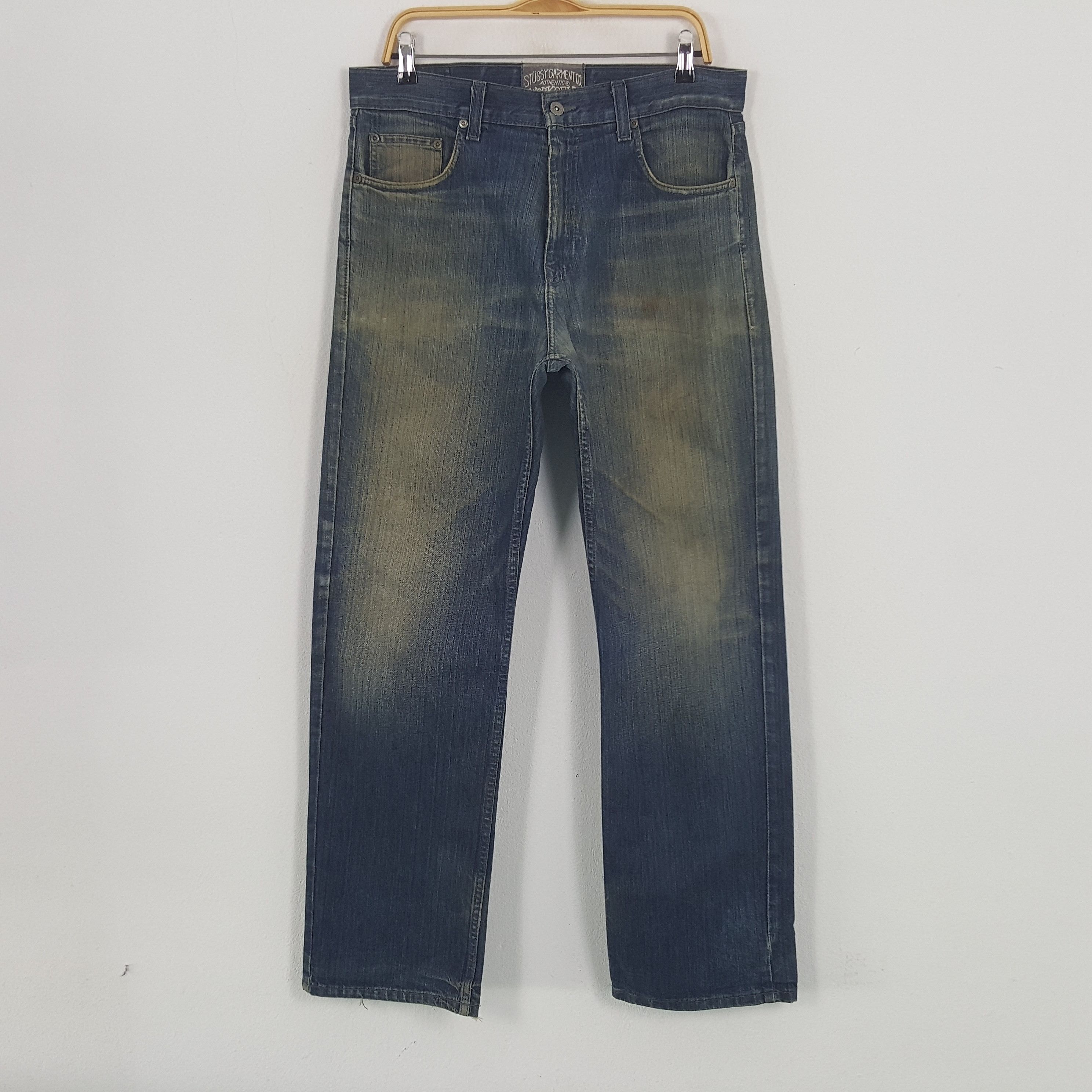 Stussy × Vintage Vintage Stussy Workgear Custom Big Logo Denim Jeans Size US 33 - 4 Thumbnail