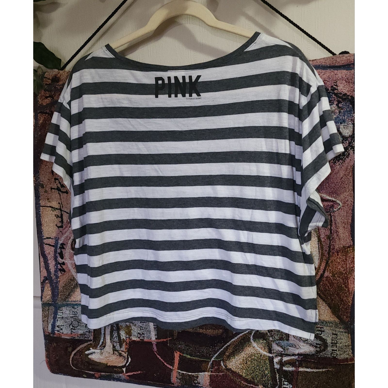 Victoria's Secret VICTORIA'S SECRET Love Pink Croptop Top Black Striped XS Size XS / US 0-2 / IT 36-38 - 2 Thumbnail