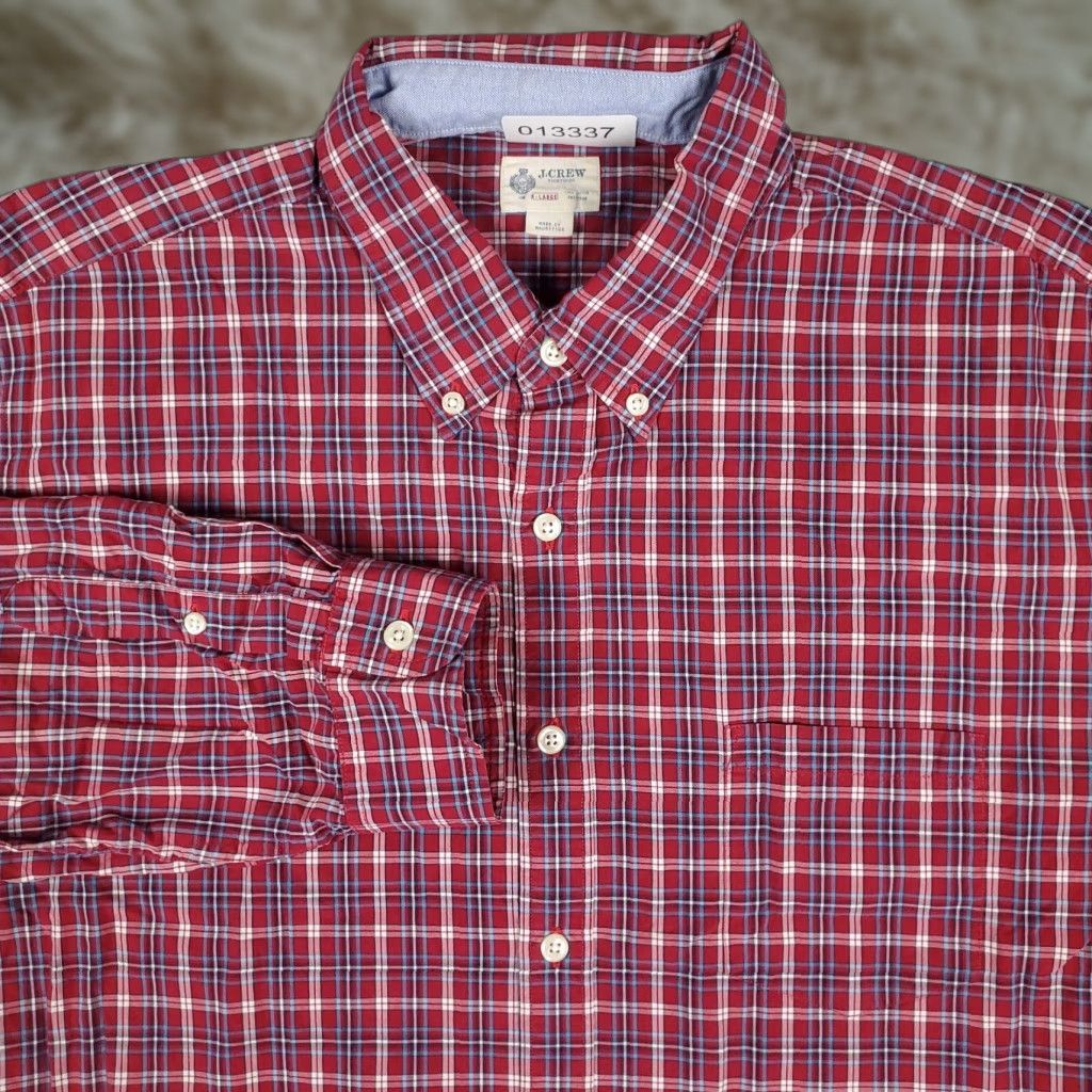 J.Crew J.CREW Shirt Plaid Red Casual Mens Long Sleeve Button-Up XL Size US XL / EU 56 / 4 - 1 Thumbnail