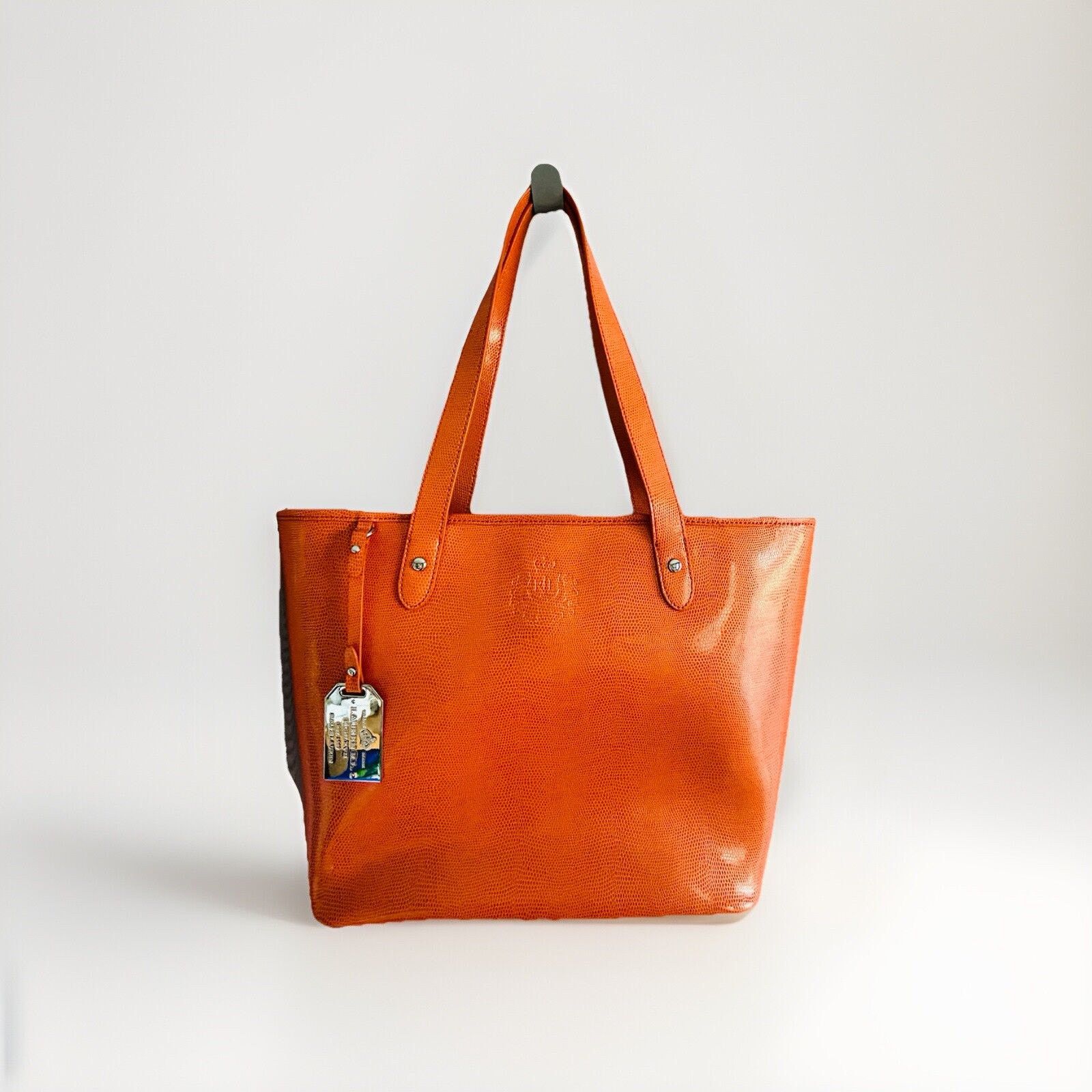 Lauren Ralph Lauren New Ralph Lauren Orange Newton Classic Tote Bag Snakeskin Size ONE SIZE - 17 Thumbnail