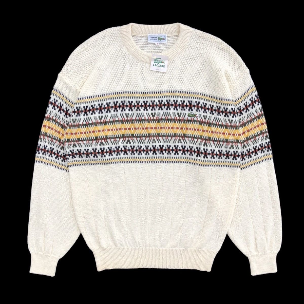 Lacoste Vintage Lacoste Knitted Sweatshirt Made In Japan 🇯🇵 Size US M / EU 48-50 / 2 - 1 Thumbnail