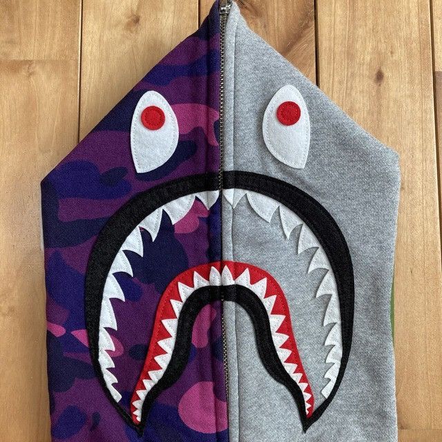 Bape BAPE Purple camo × Gray shark full zip hoodie a bathing ape Size US M / EU 48-50 / 2 - 4 Thumbnail