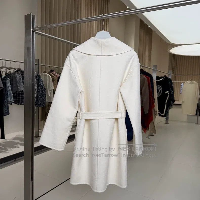 Hermes Hermes White Lapel Mid-length Slim-fit Cashmere Coat Size XXS / US 00 / IT 34 - 2 Thumbnail