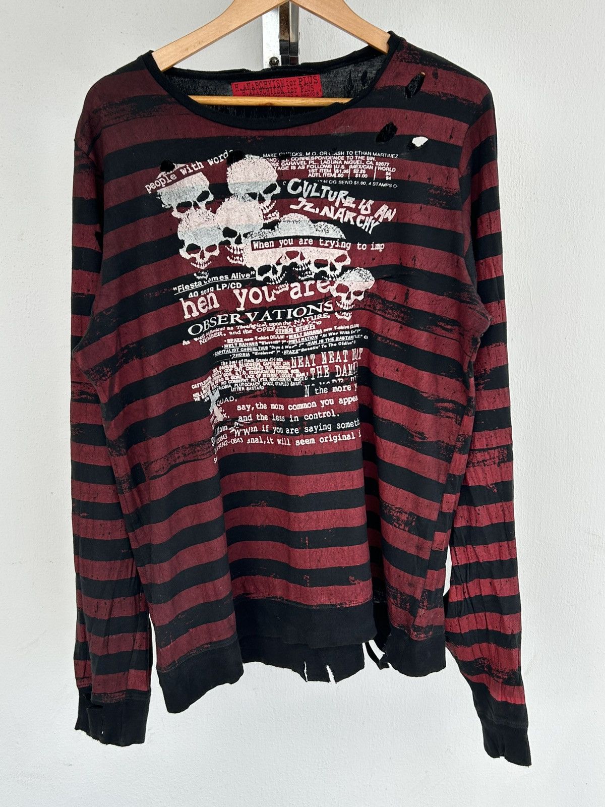 Japanese Brand H.Anarchyism Plus H.Naoto Vintage Stripe Longsleeve Tee Size US L / EU 52-54 / 3 - 1 Thumbnail