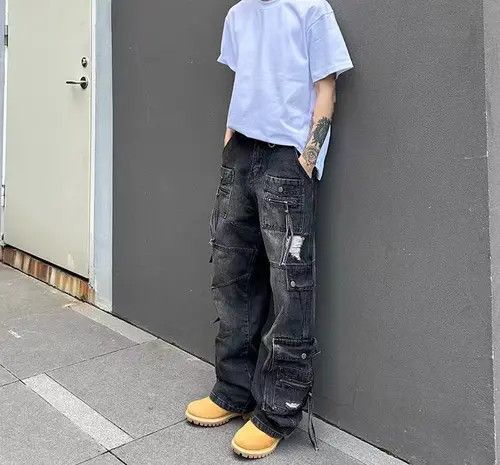 VIBE Vintage street hip-hop punk washed workwear ripped jeans Size US 28 / EU 44 - 4 Thumbnail