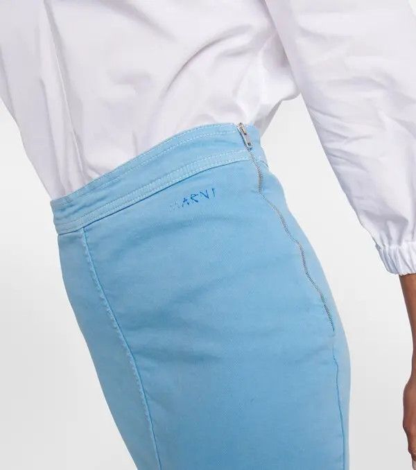 Marni o1y1125 Denim Midi Skirt in Light Blue Size 28" / US 6 / IT 42 - 4 Thumbnail