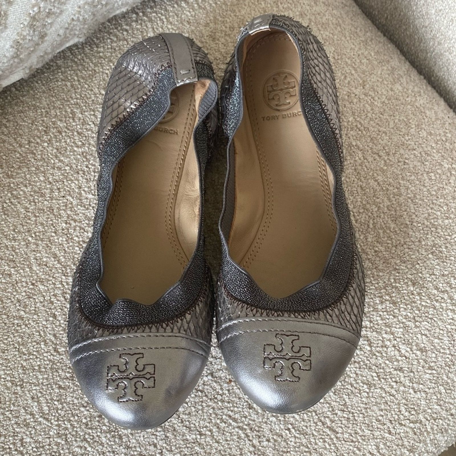 Tory Burch Tory Burch Gabby Ballet Python Pewter Gray Size 7 Size US 7 / IT 37 - 1 Thumbnail
