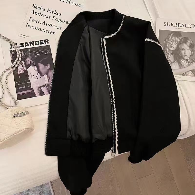 Vintage Black Contrast Stitch Bomber Jacket Size US M / EU 48-50 / 2 - 2 Thumbnail
