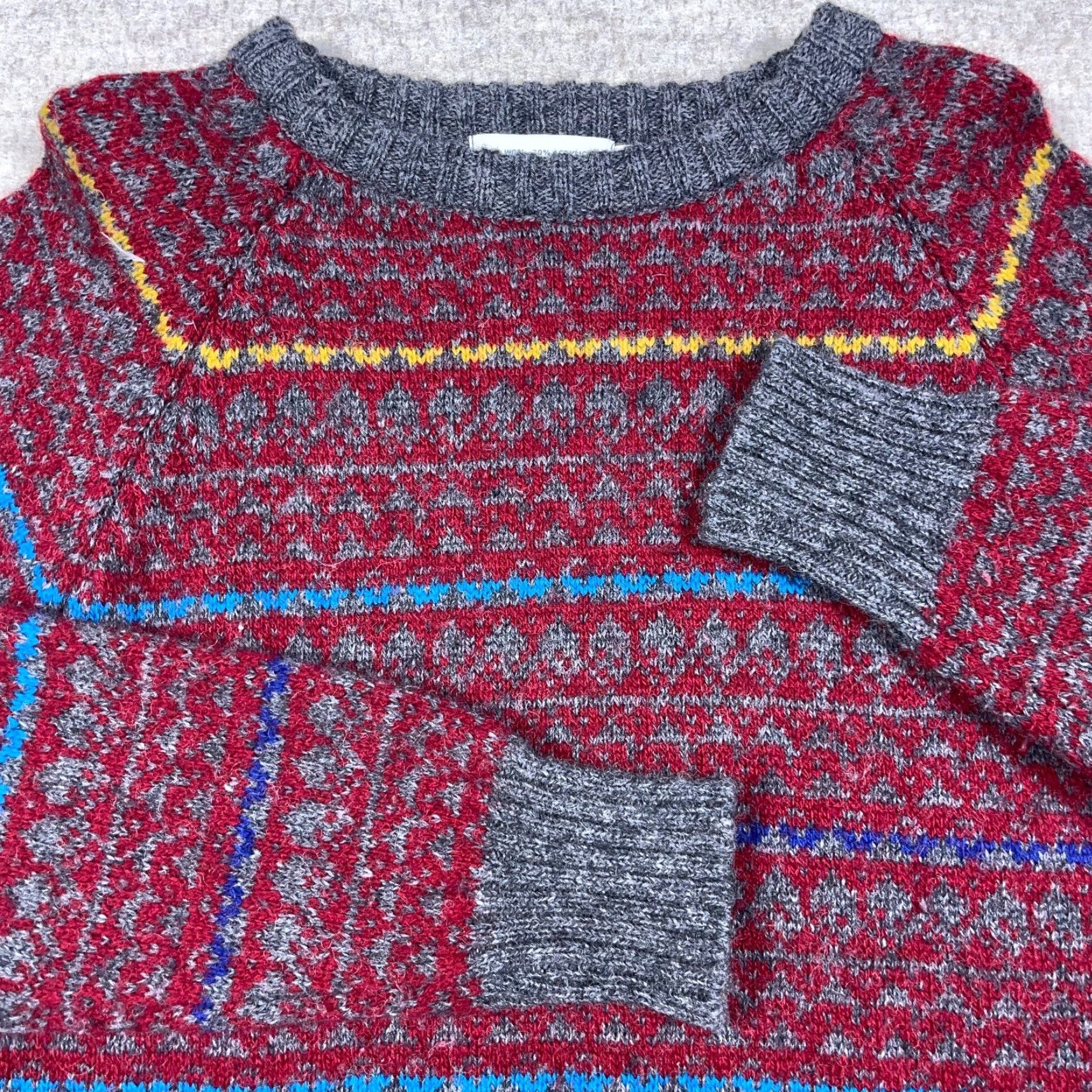 McGregor VINTAGE McGregor Sweater Geometric Knit Wool Red Mens Medium Crew Neck 90s Classic Logo Geometric Pattern 90s Mens Size US M / EU 48-50 / 2 - 3 Thumbnail