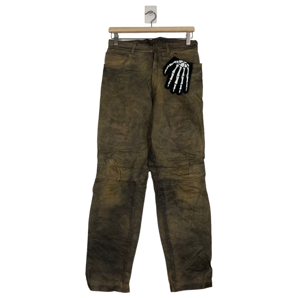 Genuine Leather 🔥Rare Distressed Design Genuine Leather Pants Japan Size US 28 / EU 44 - 2 Thumbnail