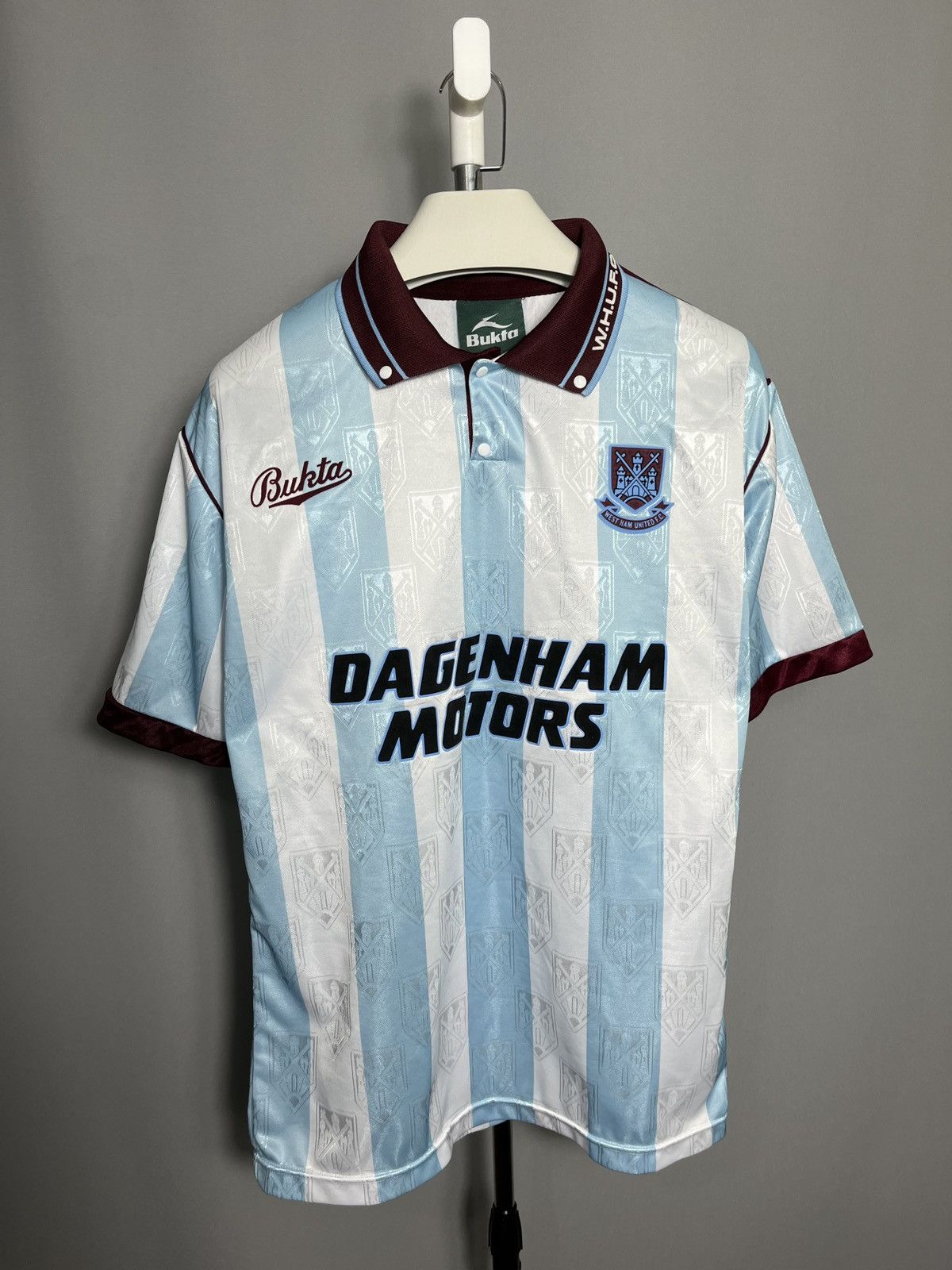 Vintage Bukta West Ham 1992 Away Retro Remake Jersey Score Draw Size US M / EU 48-50 / 2 - 1 Thumbnail