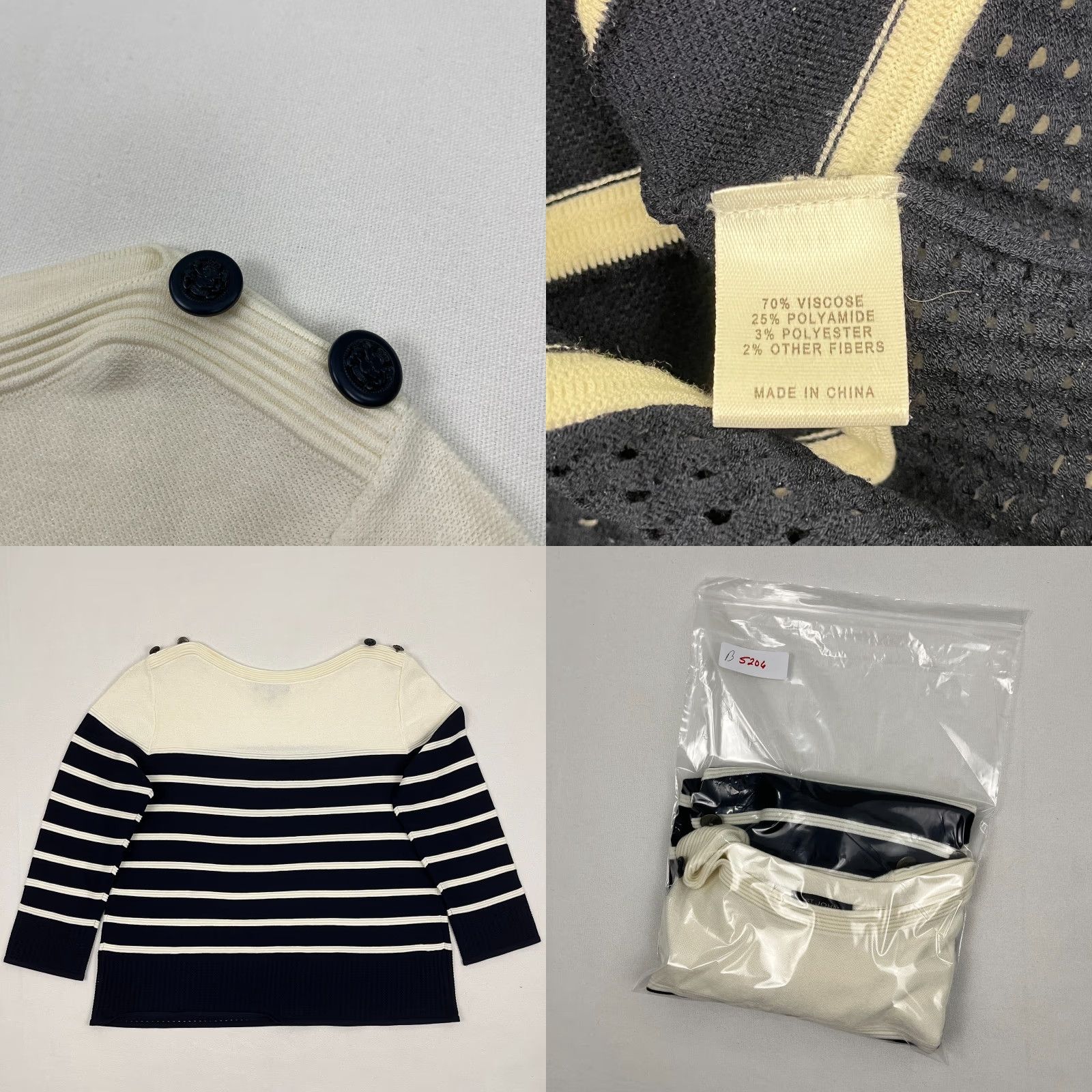 Vintage VINTAGE ST JOHN Sweater Womens L Cream Blue Striped Coastal Nautical Knit Pullover Prep Size L / US 10 / IT 46 - 8 Thumbnail