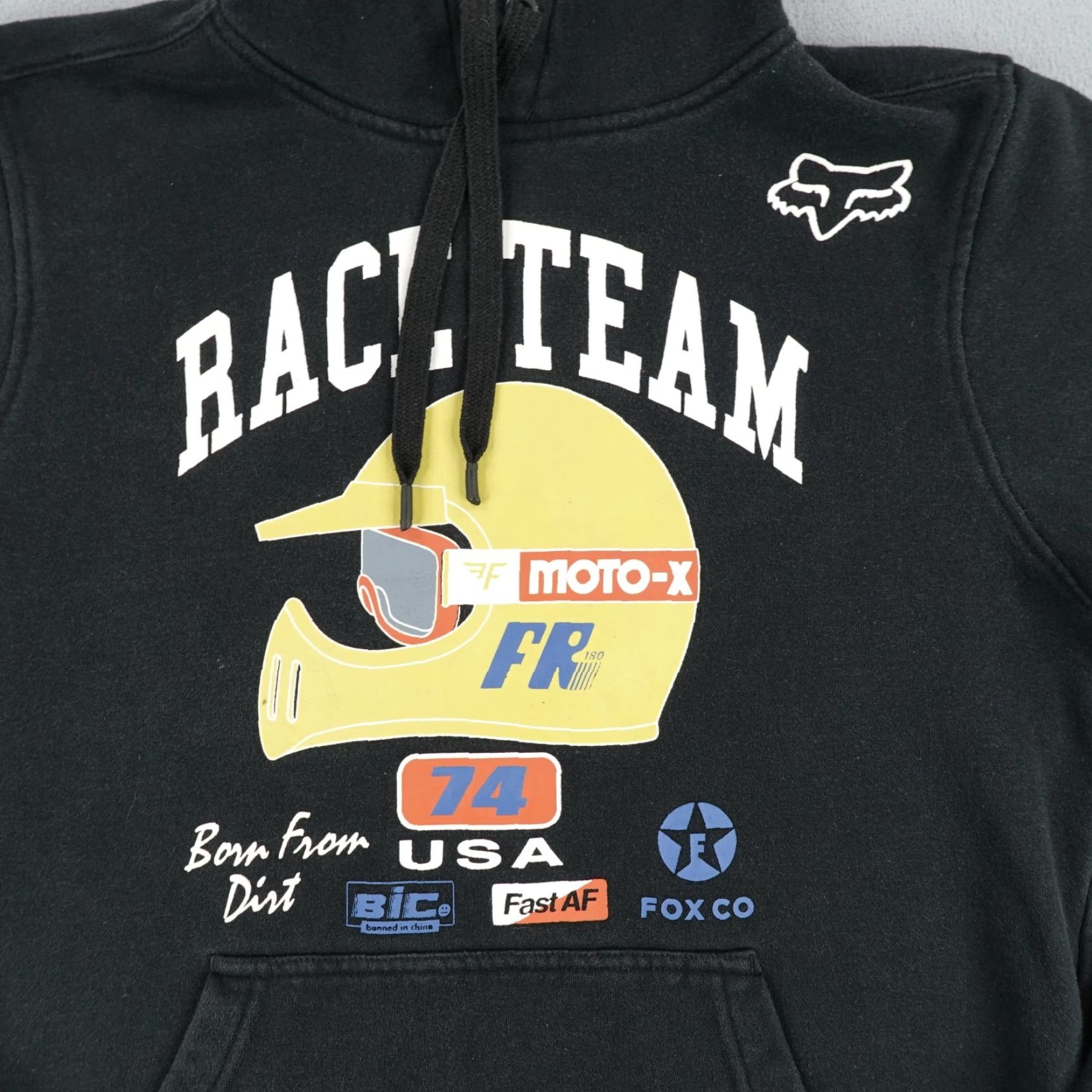 Vintage VINTAGE Fox Hoodie Mens Small Black White Racing Team Sweatshirt Pullover Motocross Size US S / EU 44-46 / 1 - 3 Thumbnail