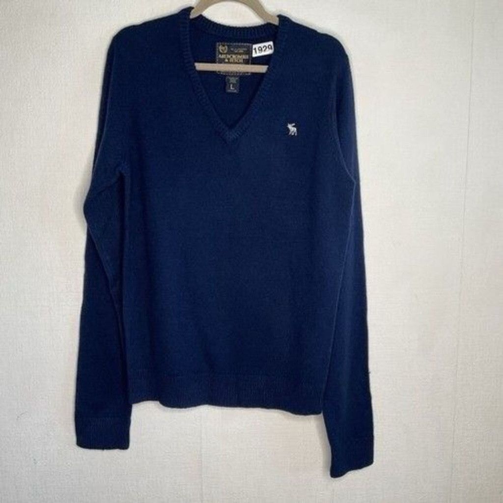 Abercrombie & Fitch VTG Abercrombie & Fitch Navy Long Sleeve VNeck Sweater Men L Size US L / EU 52-54 / 3 - 1 Thumbnail