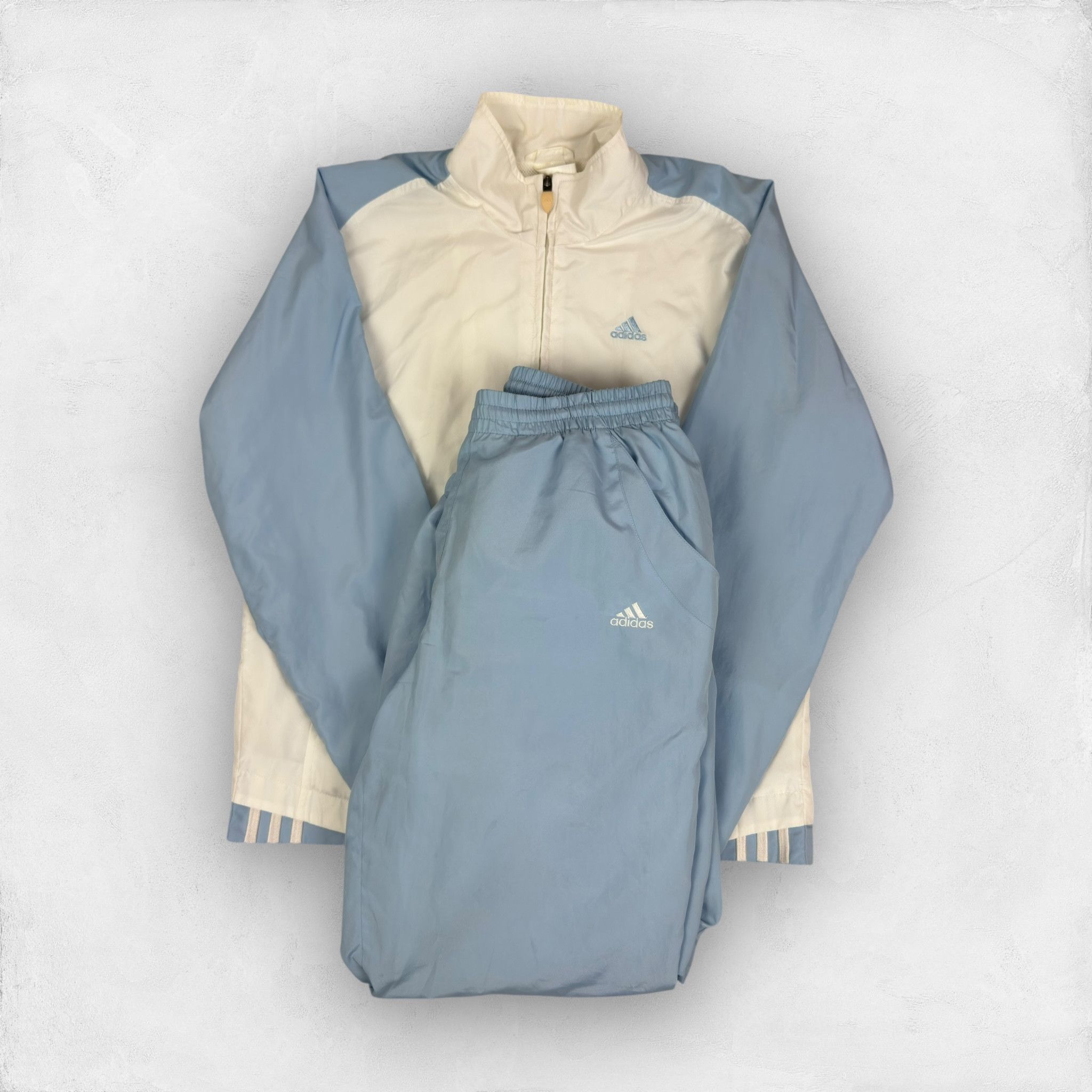 Adidas Adidas Mens Blue Beige Long Sleeve Full Zip Tracksuit S Size US S / EU 44-46 / 1 - 3 Thumbnail