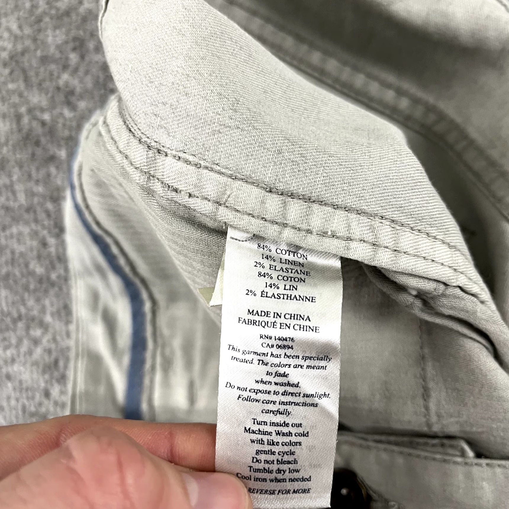 Faherty FAHERTY Pants Mens 40 x 32 Straight Gray Chino Golf Travel Linen Blend 5-Pocket Size US 40 / EU 56 - 3 Thumbnail