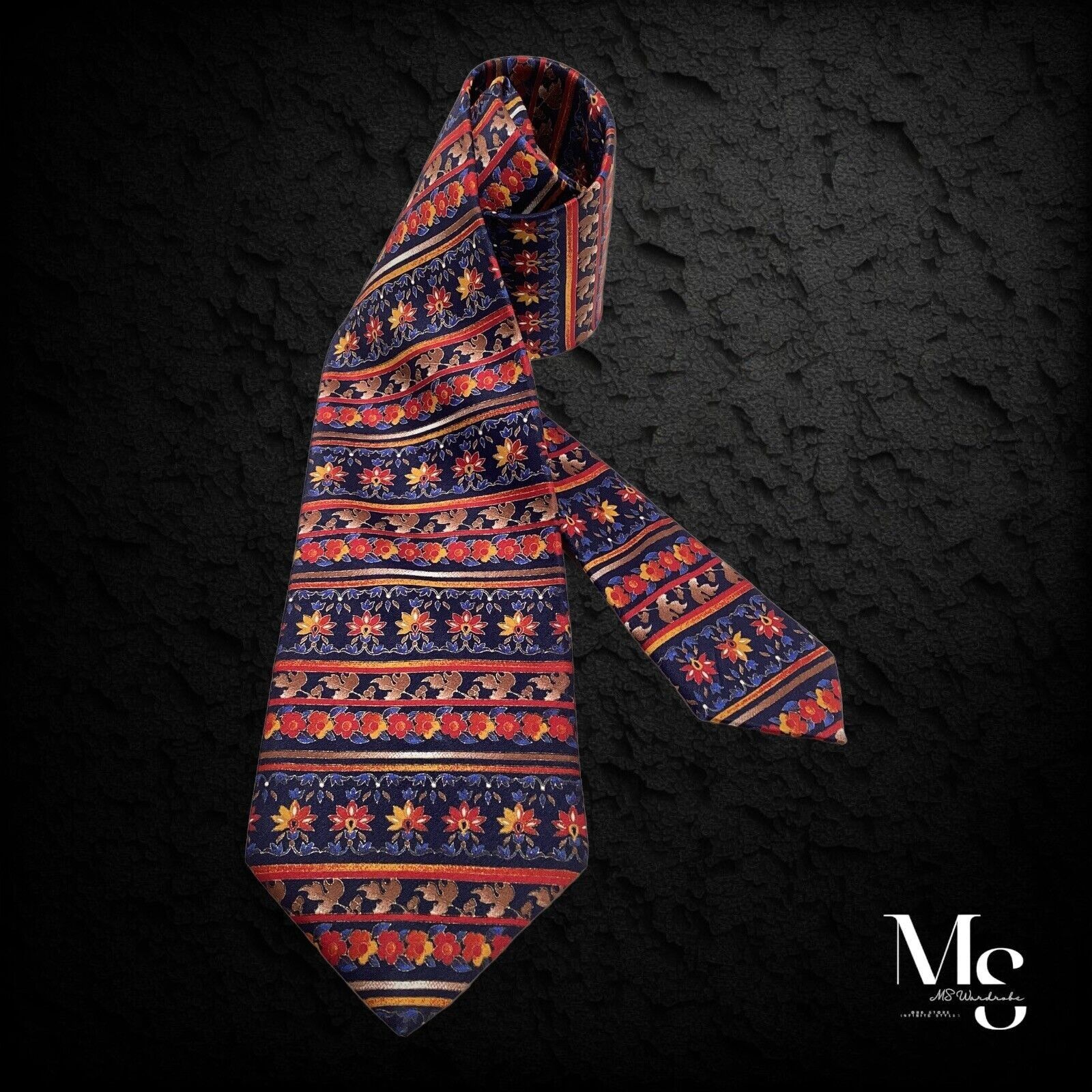 Zilli Blue Red Floral Luxury Silk Tie Hand Made In Italy
