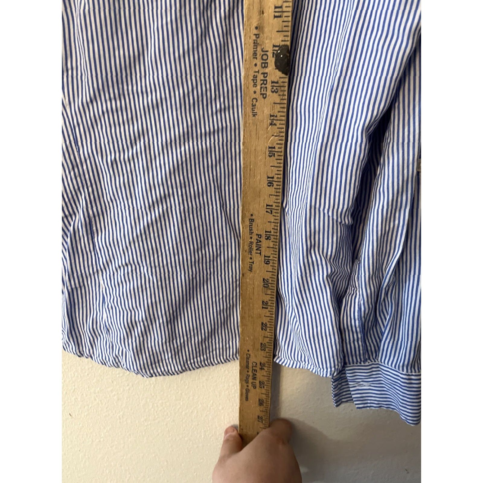 Vintage Atmosphere Blouse Womens Medium Blue Striped Long Sleeve Crew Neck Casual 3/4 Cotton Polyester Rayon Button Vintage? No (Regular) Womens Size M / US 6-8 / IT 42-44 - 4 Thumbnail