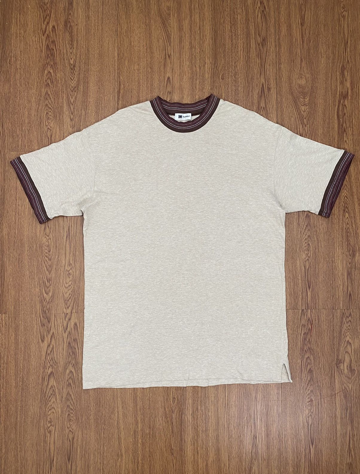 image of Issey Miyake Product Tee in Grey/Maroon, Men's (Size XL)