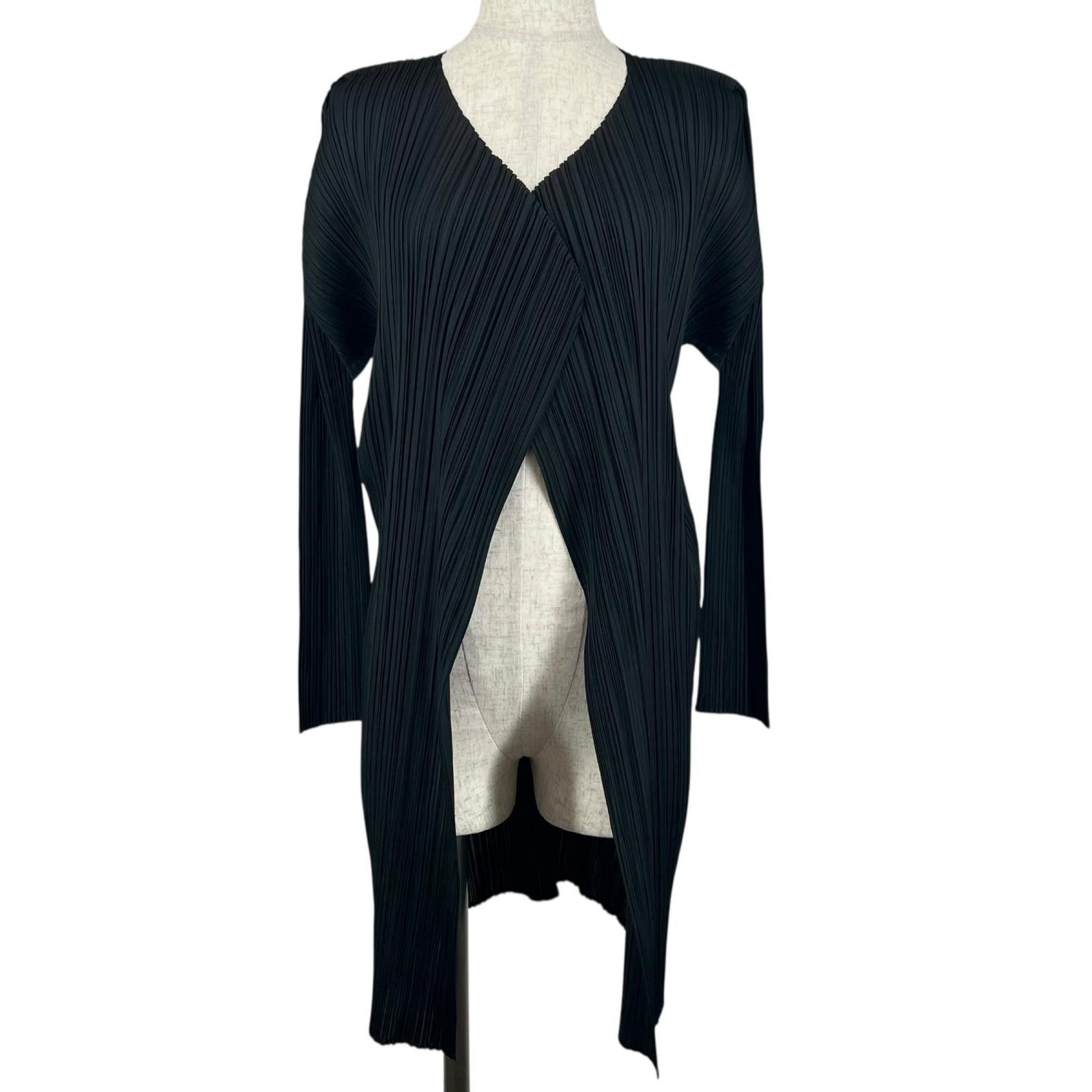 Issey Miyake Issey Miyake PLEATS PLEASE Long Polyester Cardigan Textile Outerwear PP55-JA103 DUTY FREE for USA Size ONE SIZE - 1 Thumbnail