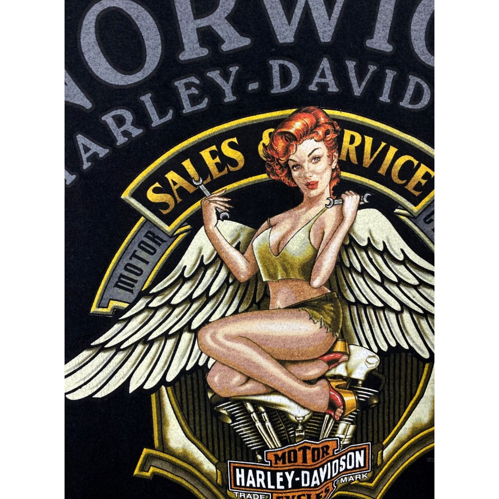 Harley Davidson VINTAGE Harley-Davidson T-Shirt Mens Shirt L Black England Sexy Girl Choppers Y2K Size US L / EU 52-54 / 3 - 7 Thumbnail