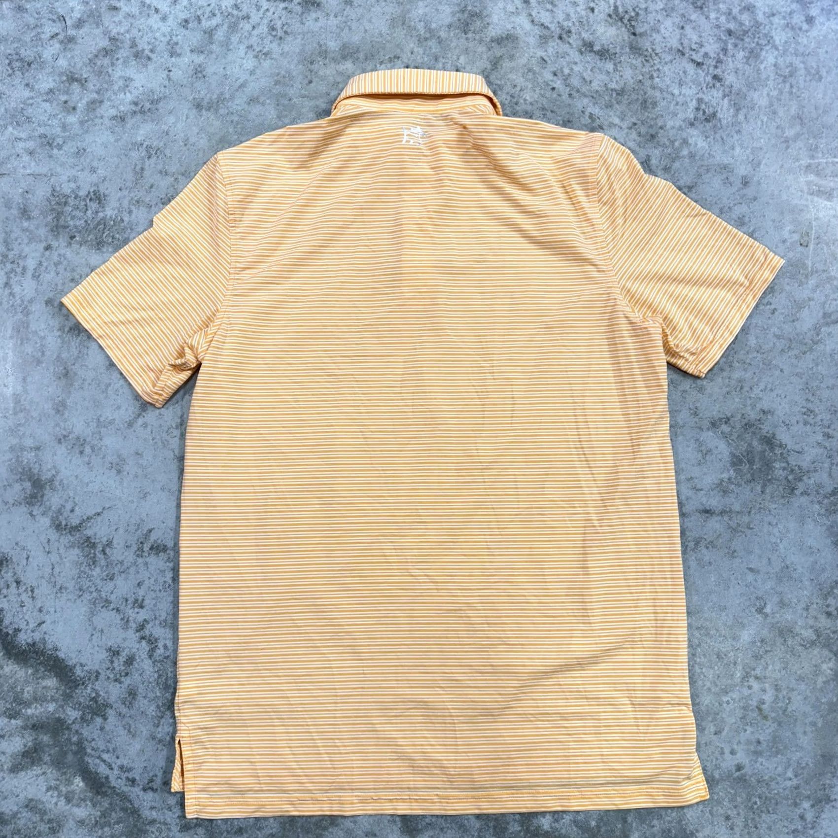 Peter Millar Southern Tide polo Shirt Mens M Orange White Stripe Golf brrr Performance Size US M / EU 48-50 / 2 - 4 Thumbnail