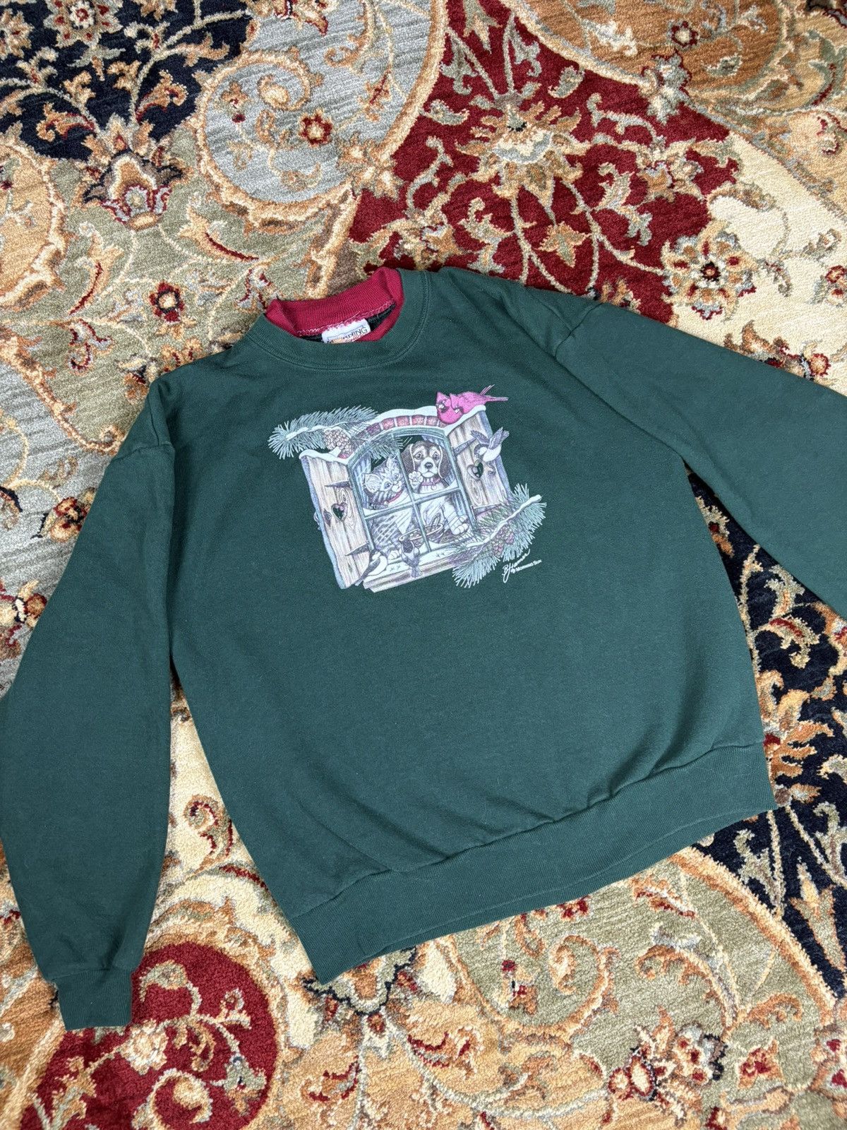 Vintage Vintage 90s Dog Crewneck sweatshirt Size L / US 10 / IT 46 - 1 Thumbnail