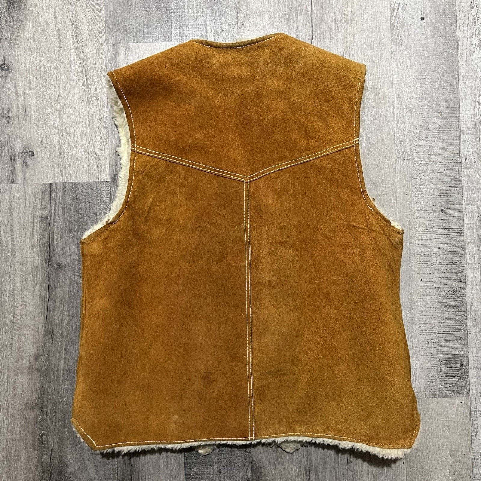 Vintage VTG Leather Sherpa Lined Vest Brown Suede Western 90s Ranch Size US M / EU 48-50 / 2 - 2 Thumbnail