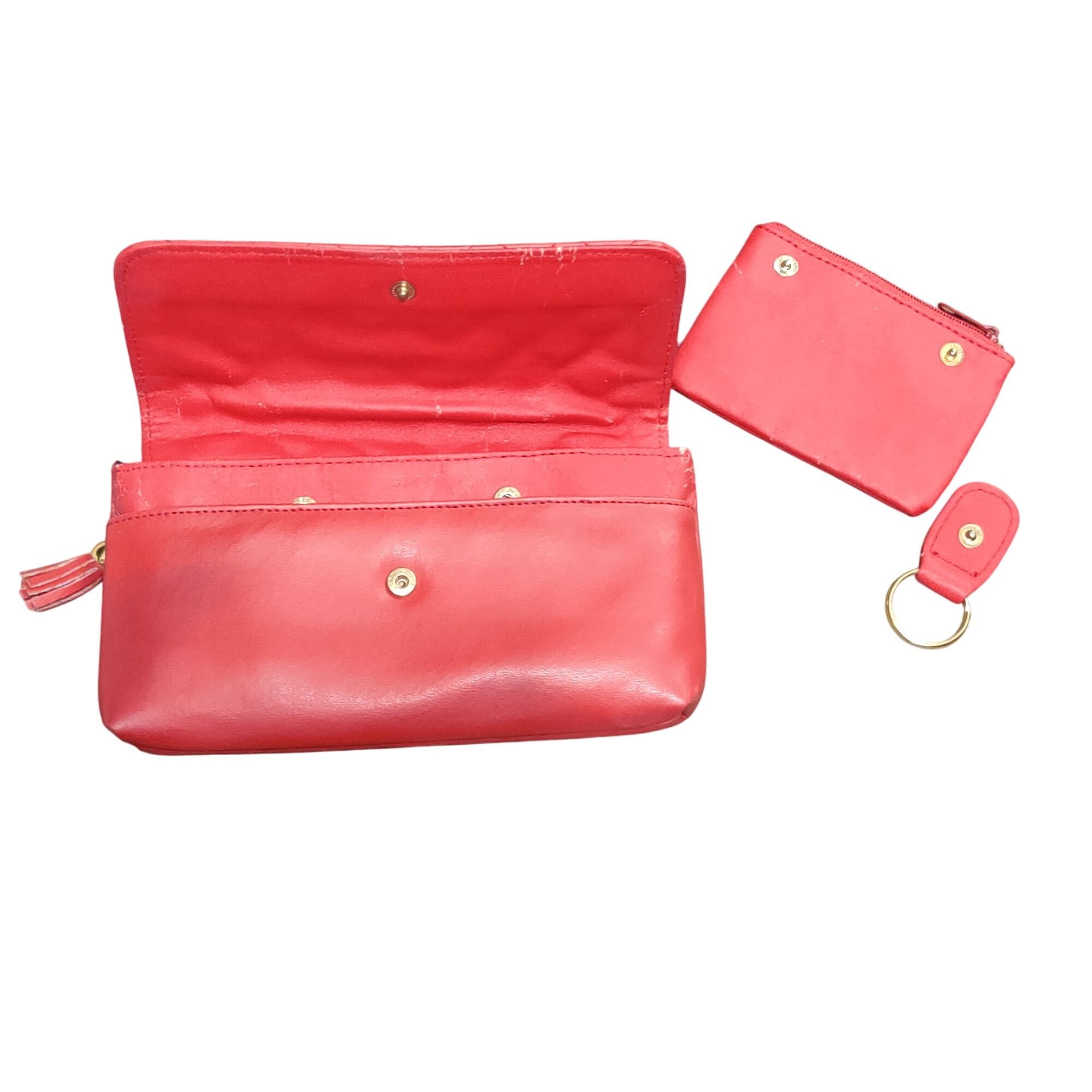 Vintage Lofthouse Vintage Red Quilted Clutch Purse Tassel Zip Key Ri Size ONE SIZE - 2 Thumbnail