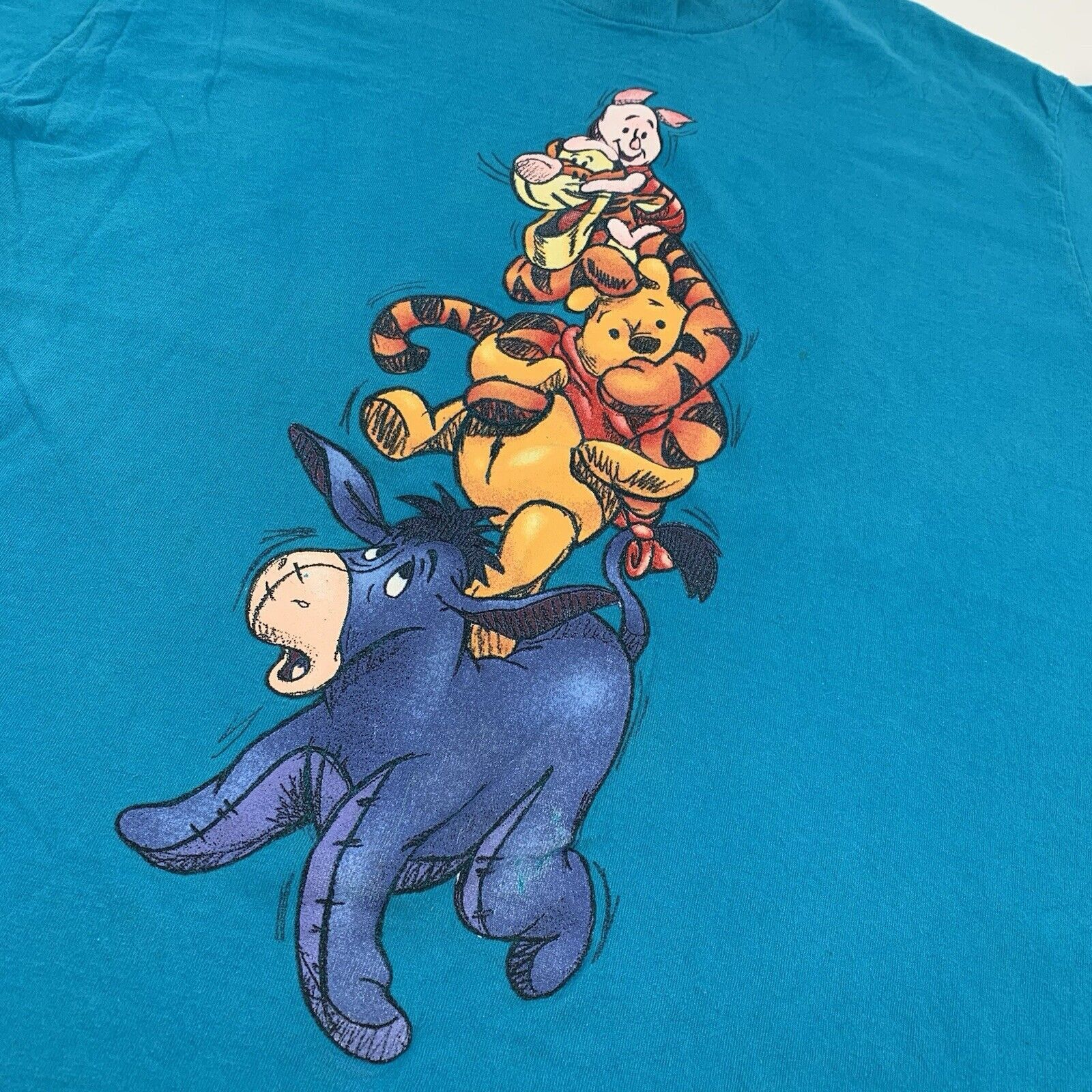Disney Vintage 1990s Pooh and Friend Disney T-Shirt Bright Blue Size US XL / EU 56 / 4 - 3 Thumbnail