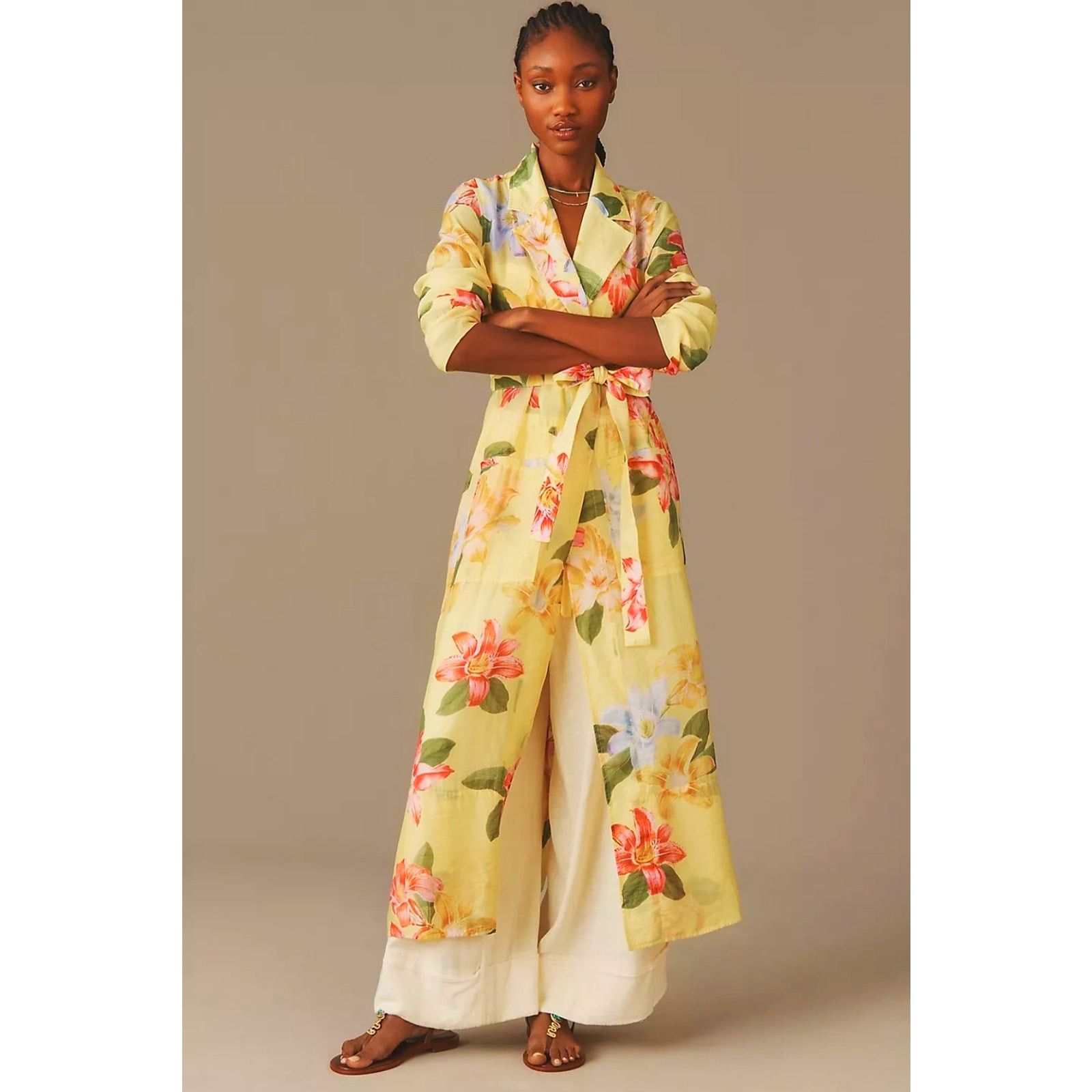Anthropologie NWT Maeve Sheer Floral Printed Trench Coat $158 XXS Yellow Size XXS / US 00 / IT 34 - 1 Thumbnail