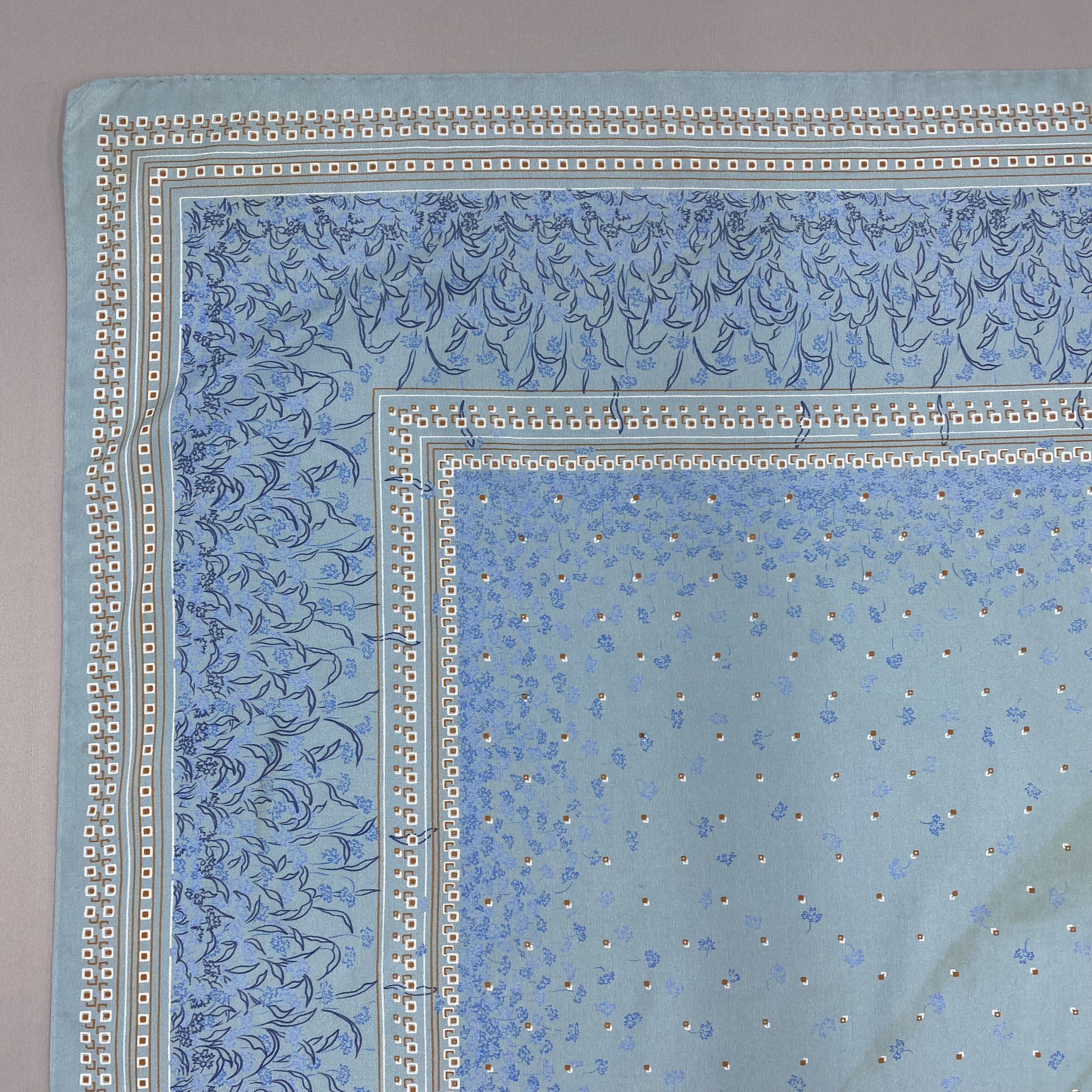 Japanese Brand Vintage Flower Grid SILK Scarf Twill Stole Wraps Scarves Size ONE SIZE - 7 Thumbnail
