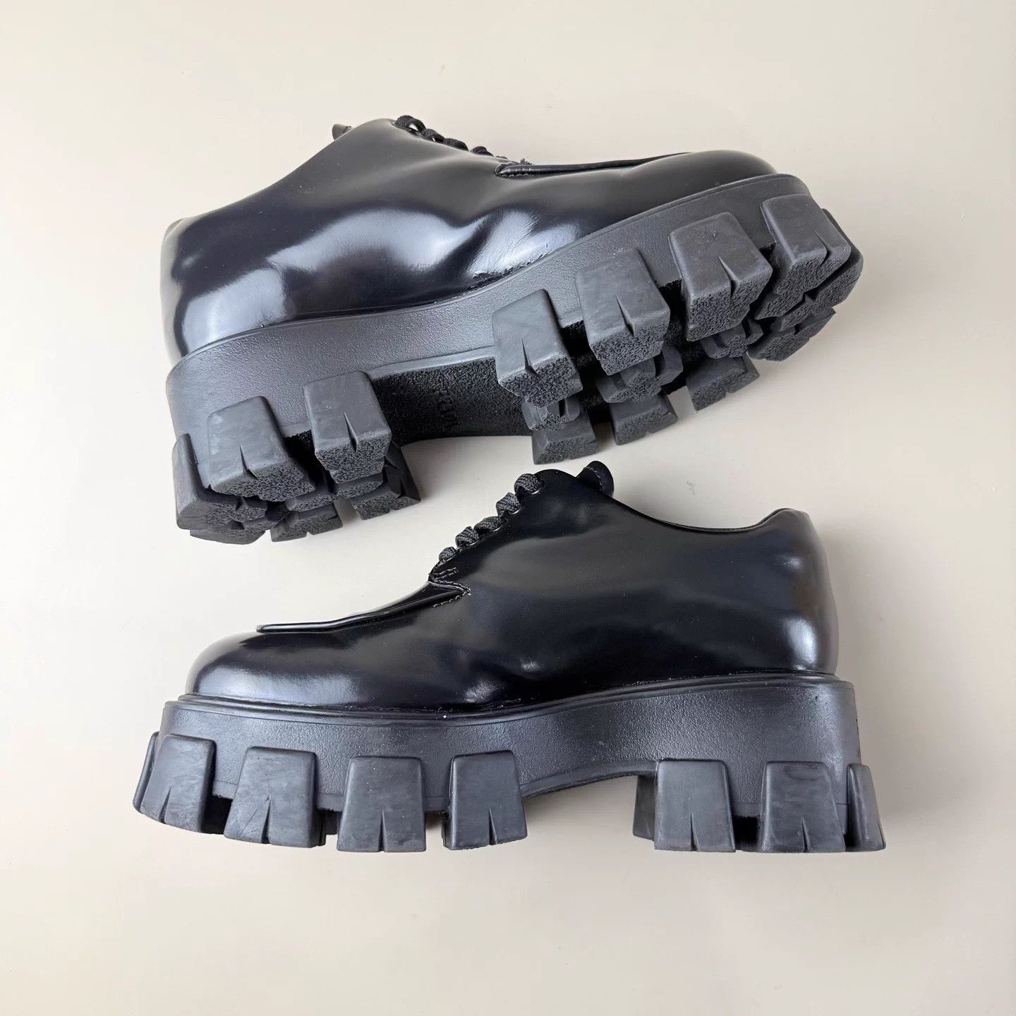 Prada Prada black thick cleated sole shoes eur 37 99 new Size US 6 / IT 36 - 6 Thumbnail