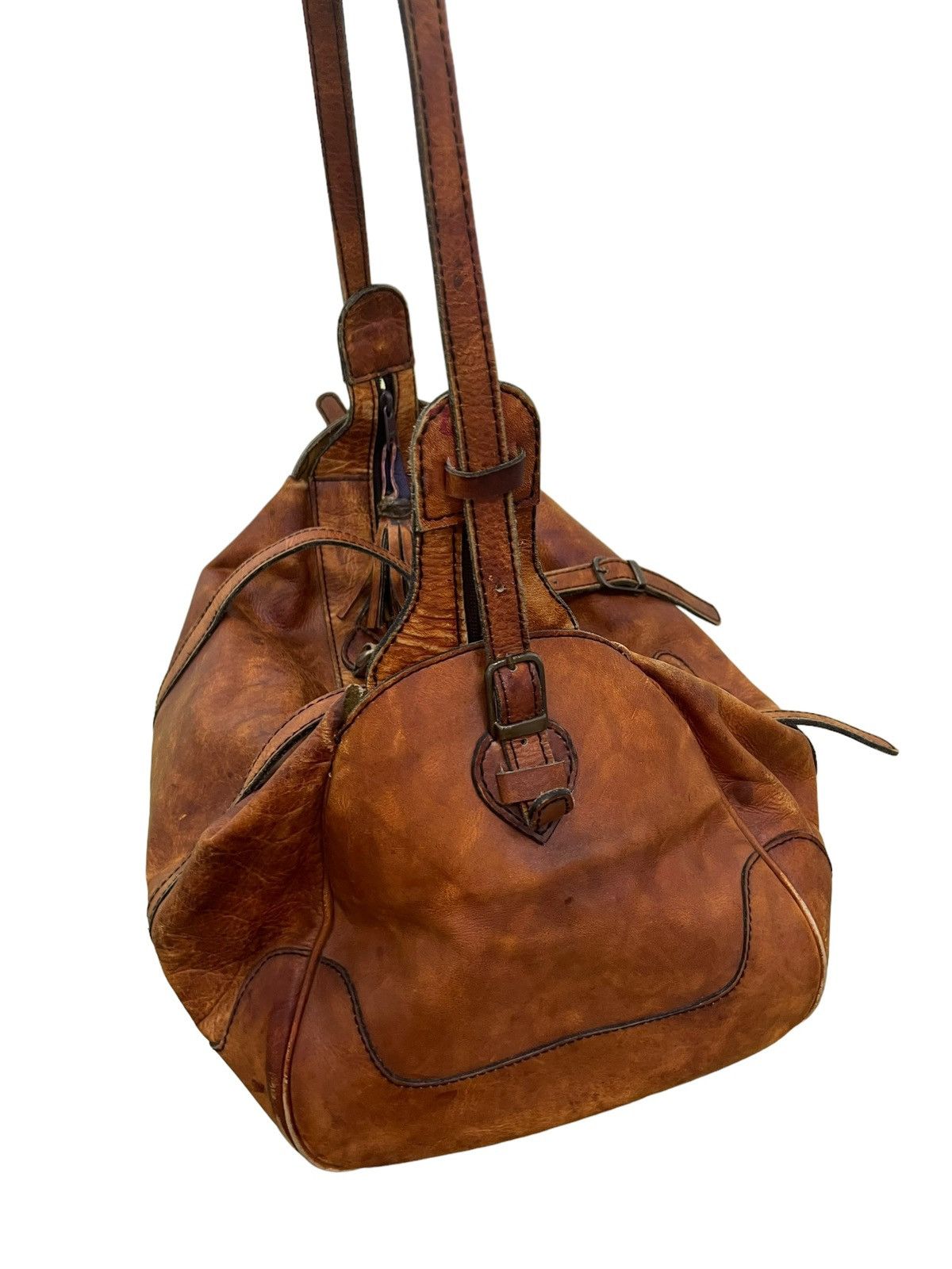 Japanese Brand Full Leather Patina Vtg Unknown Duffle Bag 1🟩 Size ONE SIZE - 8 Thumbnail