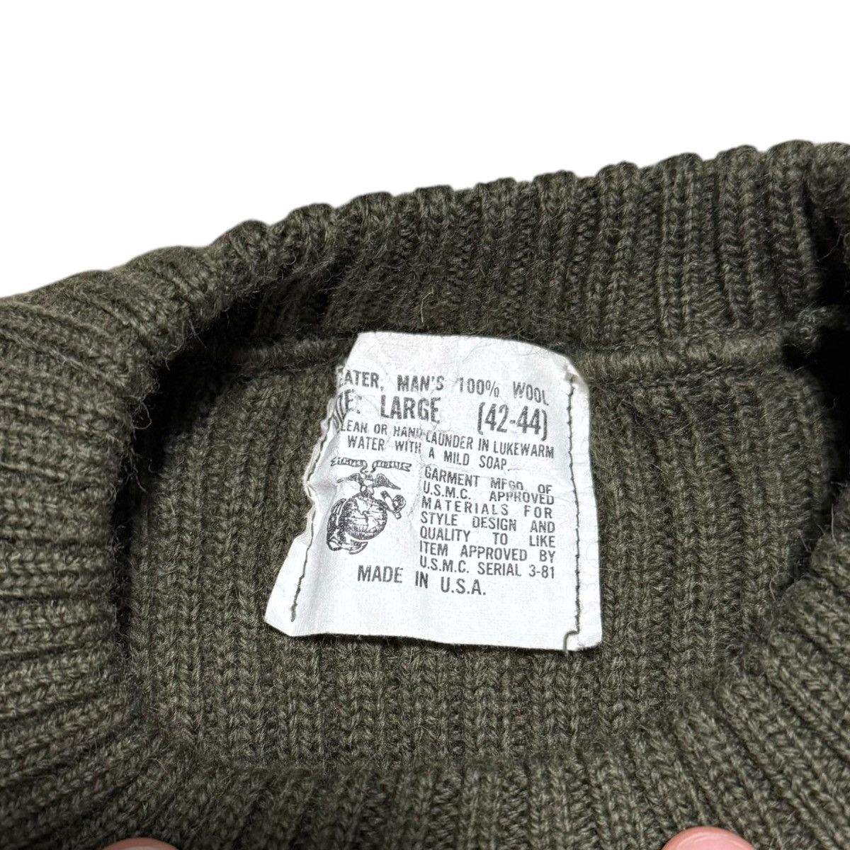 Vintage Vintage USA Made Marines Wool Green Sweater Men’s Medium Size US M / EU 48-50 / 2 - 5 Thumbnail